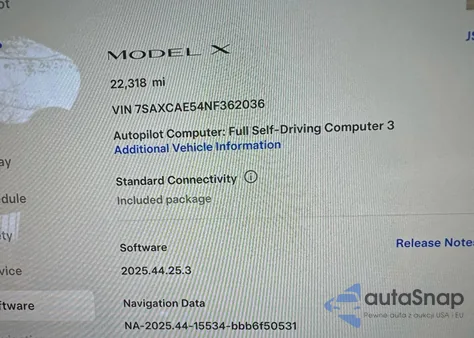 2022 Tesla Model X from USA, damaged, VIN 7SAXCAE54NF362036